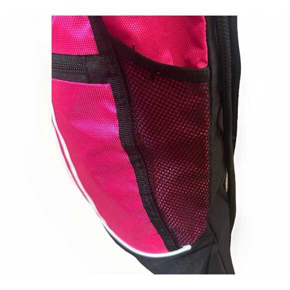 Adidas Backpack Pink And Black Drawstring Rope Style Pull Closure Zipper Pocket - Picture 4 of 10